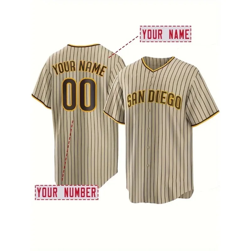 Embroidery Font - Maillot de Baseball brodé pour hommes,