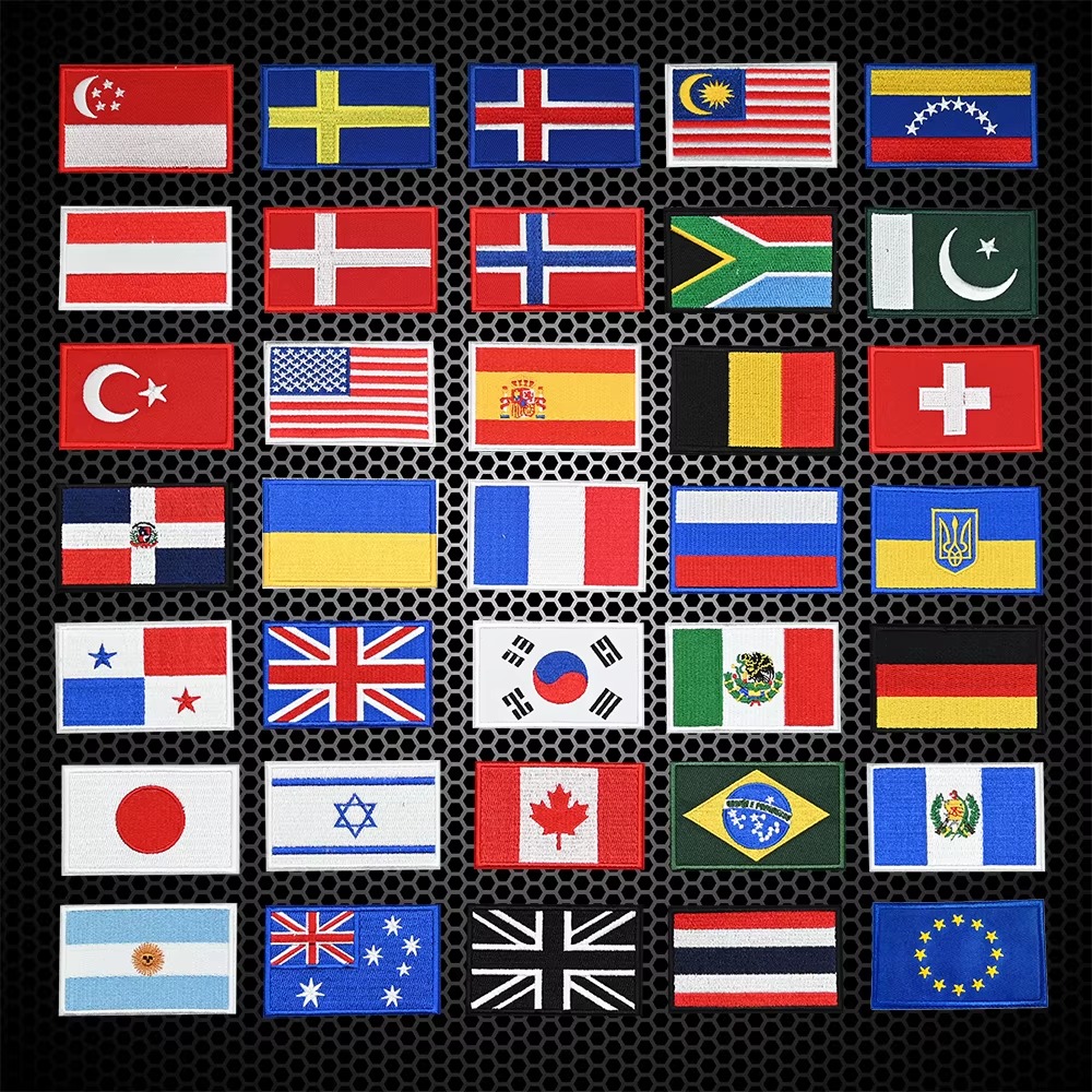 Embroidery Australia - Patchs brodés drapeaux US, UK, Canada,