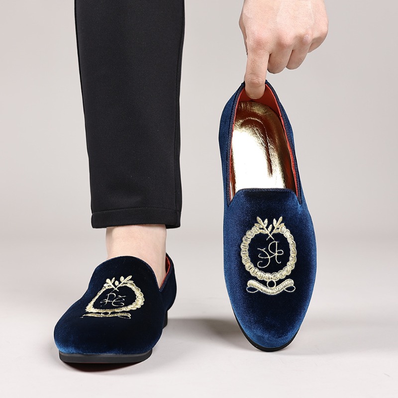 Embroidery Wedding - Mocassins de luxe en daim et