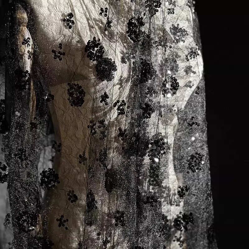 Embroidery Net Dress - Tissu en maille à paillettes brodées