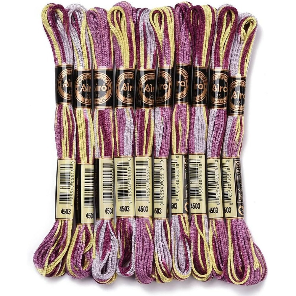 Embroidery Handicraft - Fil à broder panaché violet, 6