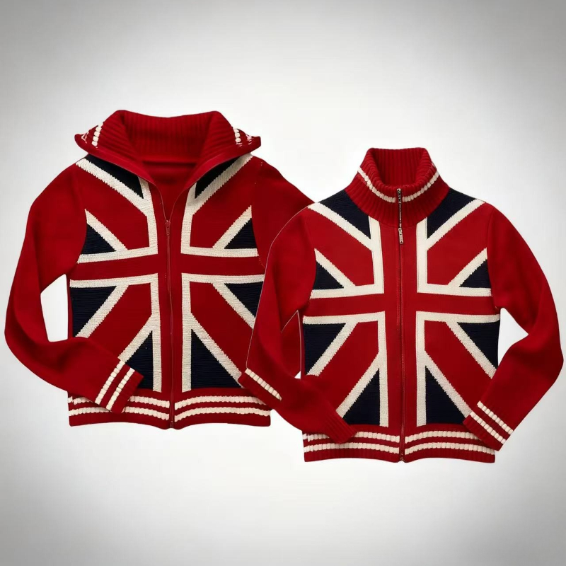Embroidery Thread Yarn - Cardigan tricoté avec drapeau de riz