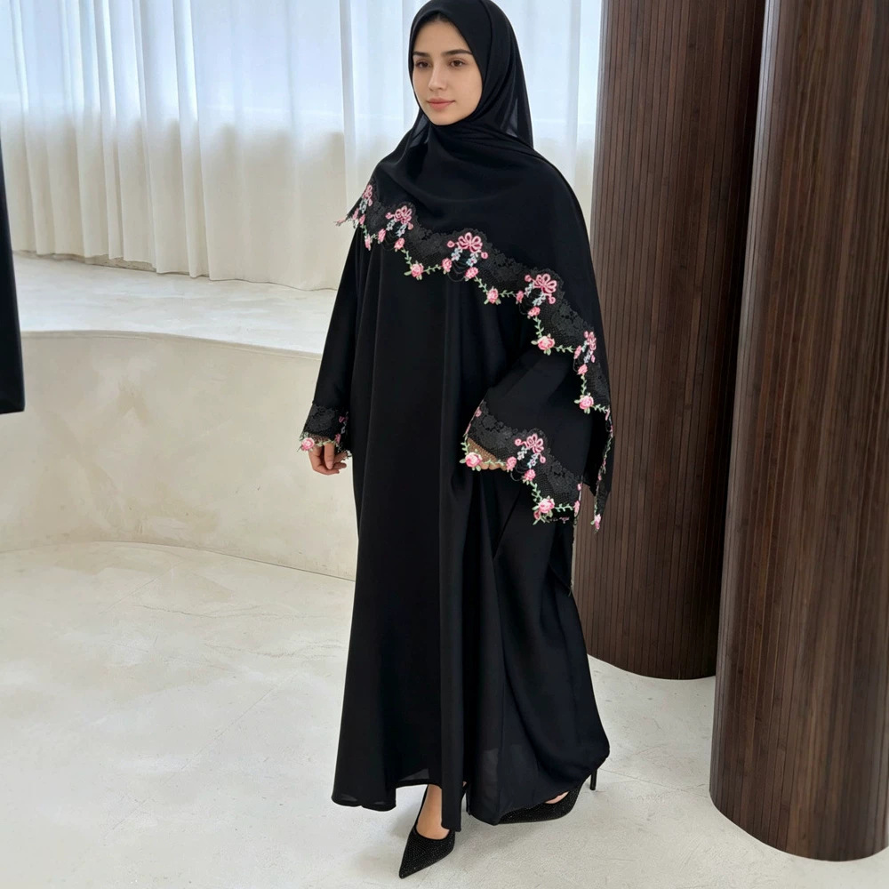 Embroidery Hijab - Robe de fête pour femmes musulmanes,