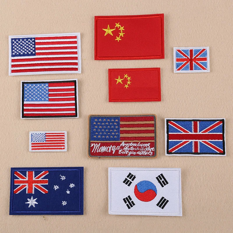 Embroidery Australia - Patchs brodés drapeau américain, australie, chine,
