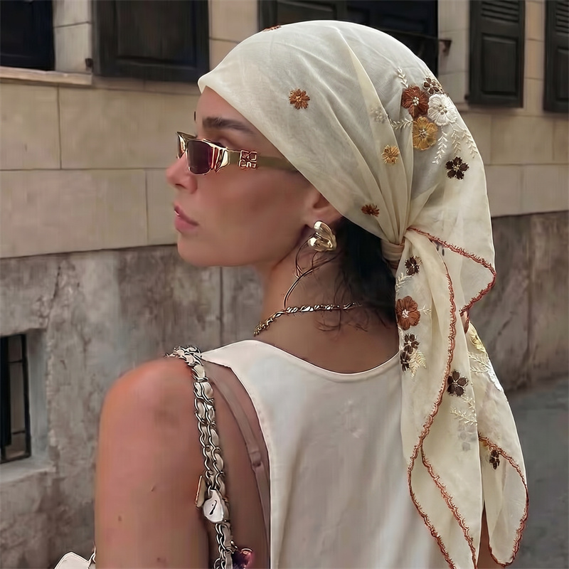 Embroidery Hijab - Châle de luxe en maille transparente