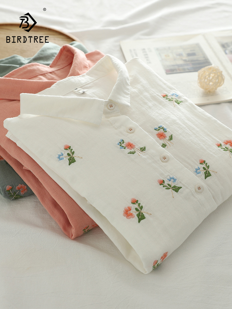 Embroidery Thread Yarn - Chemise d'été à manches 3/4 en