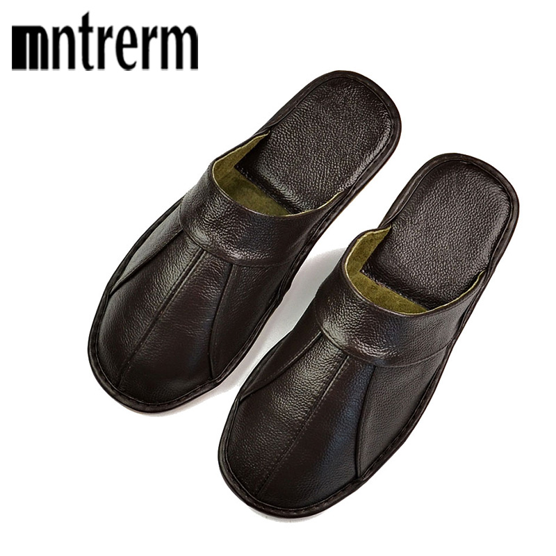 Embroidery Handicraft - Mntrerm-Pantoufles à enfiler en cuir de