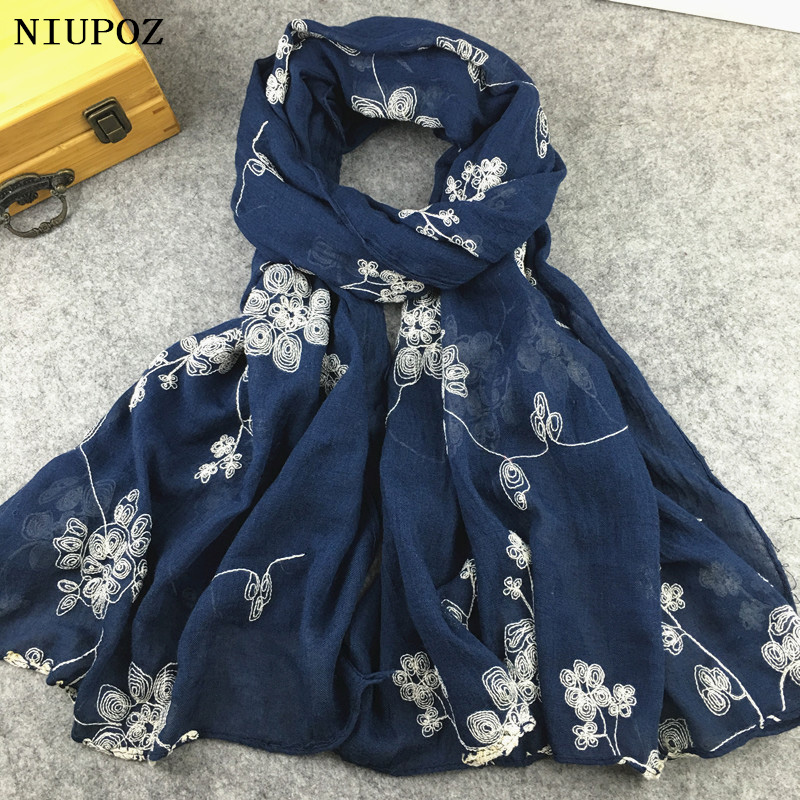 Embroidery Hijab - Foulard brodé ethnique pour femme, écharpe