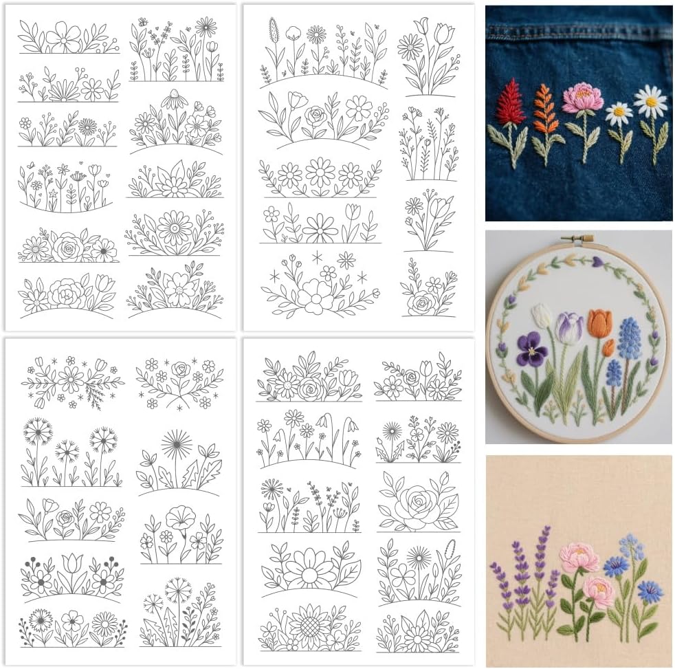 Embroidery Sheet - Stabilisateur soluble dans l'eau de fleurs