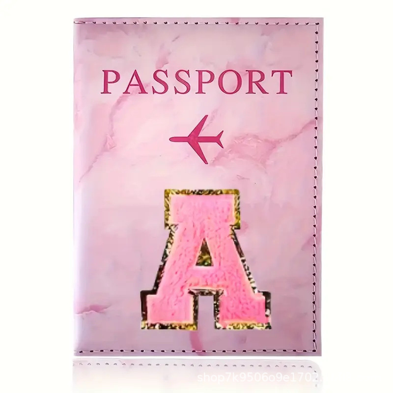 Embroidery Font - Porte-passeport en cuir PU rose avec