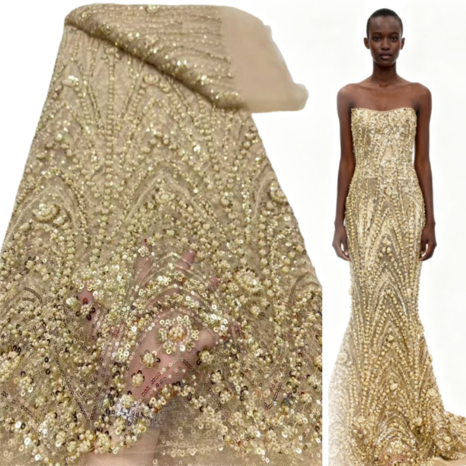 Embroidery Net Dress - Tissu africain nigérian en dentelle et