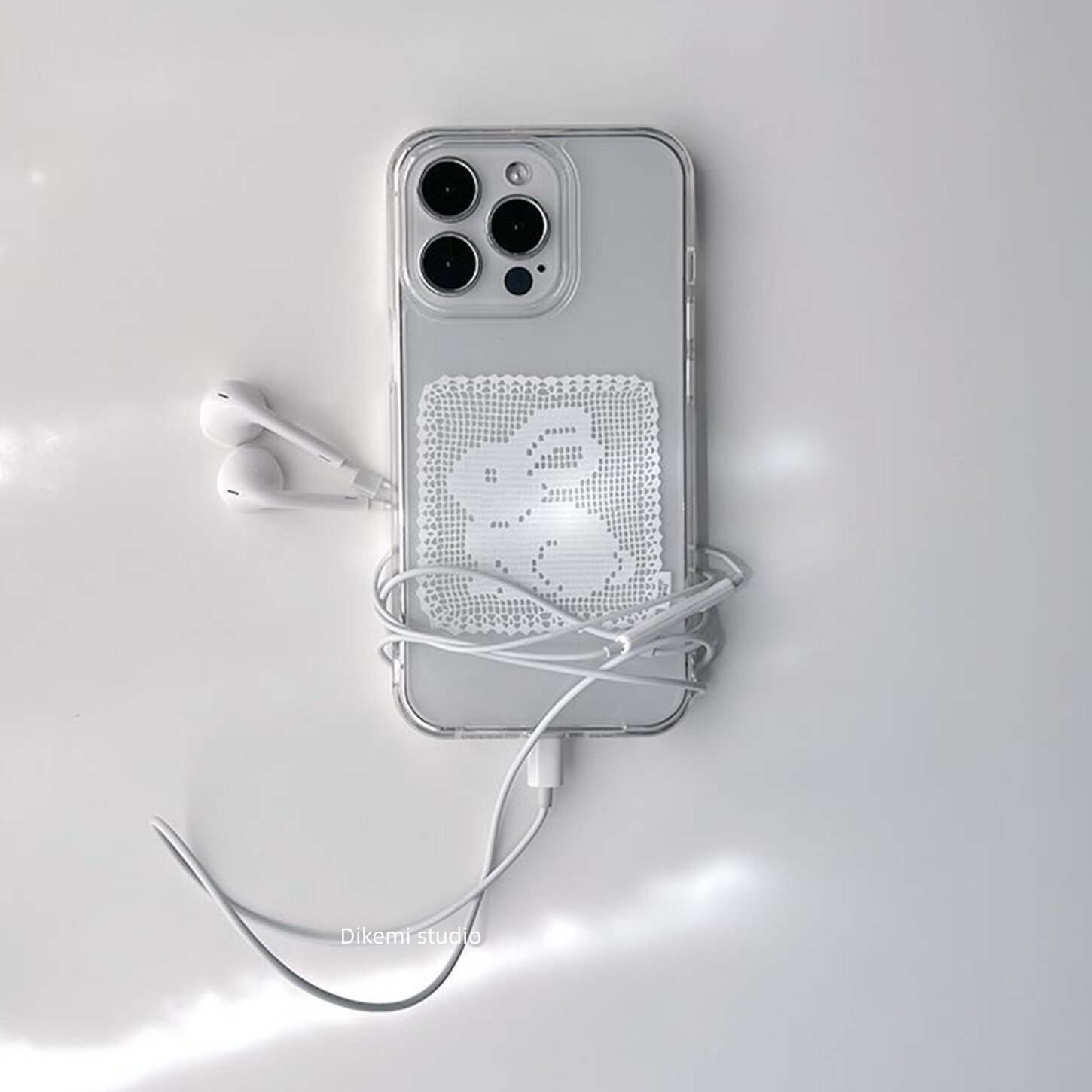 Embroidery White - Coque de téléphone coréenne en silicone