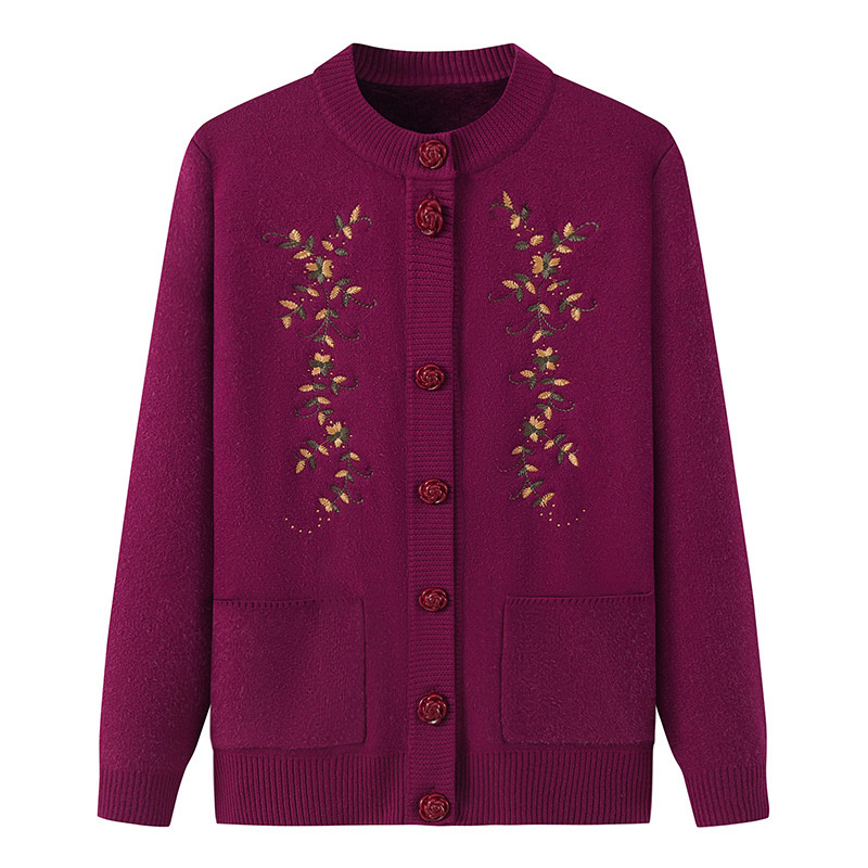 Embroidery Thread Yarn - Manteau Cardigan tricoté pour femmes d'âge