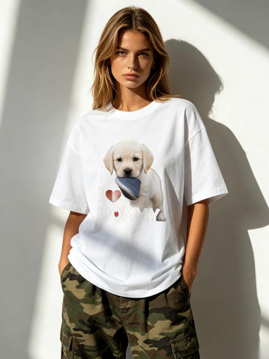 Embroidery Moisturizer - T-shirt à imprimé animal, coupe décontractée,
