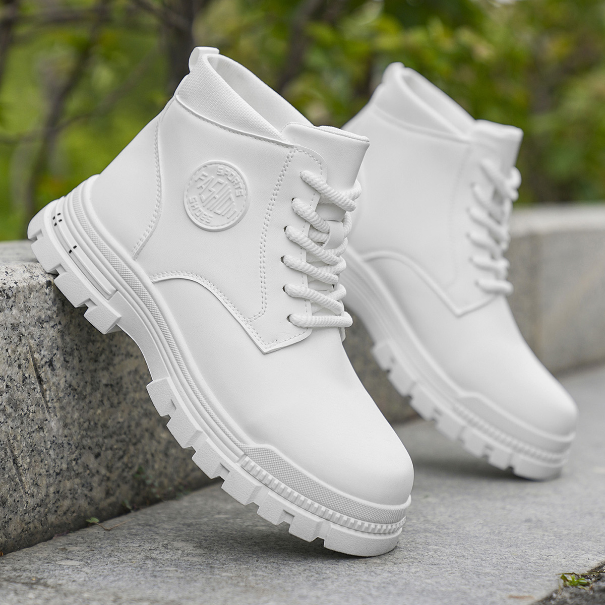 Bottes de moto blanches toutes - Embroidery White avis et prix
