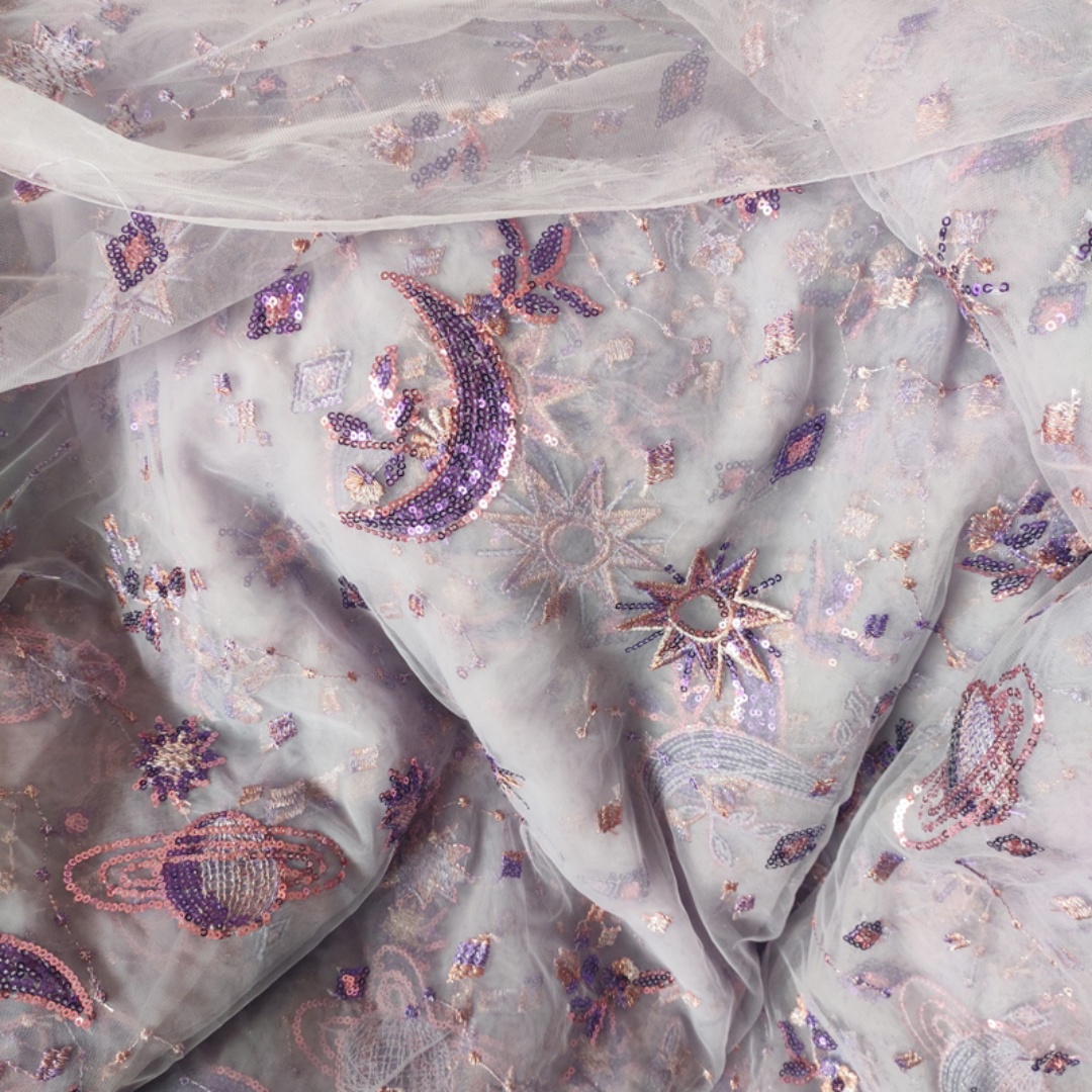 0.5 mètres violet largeur 55.1 - Embroidery Net Dress avis et prix