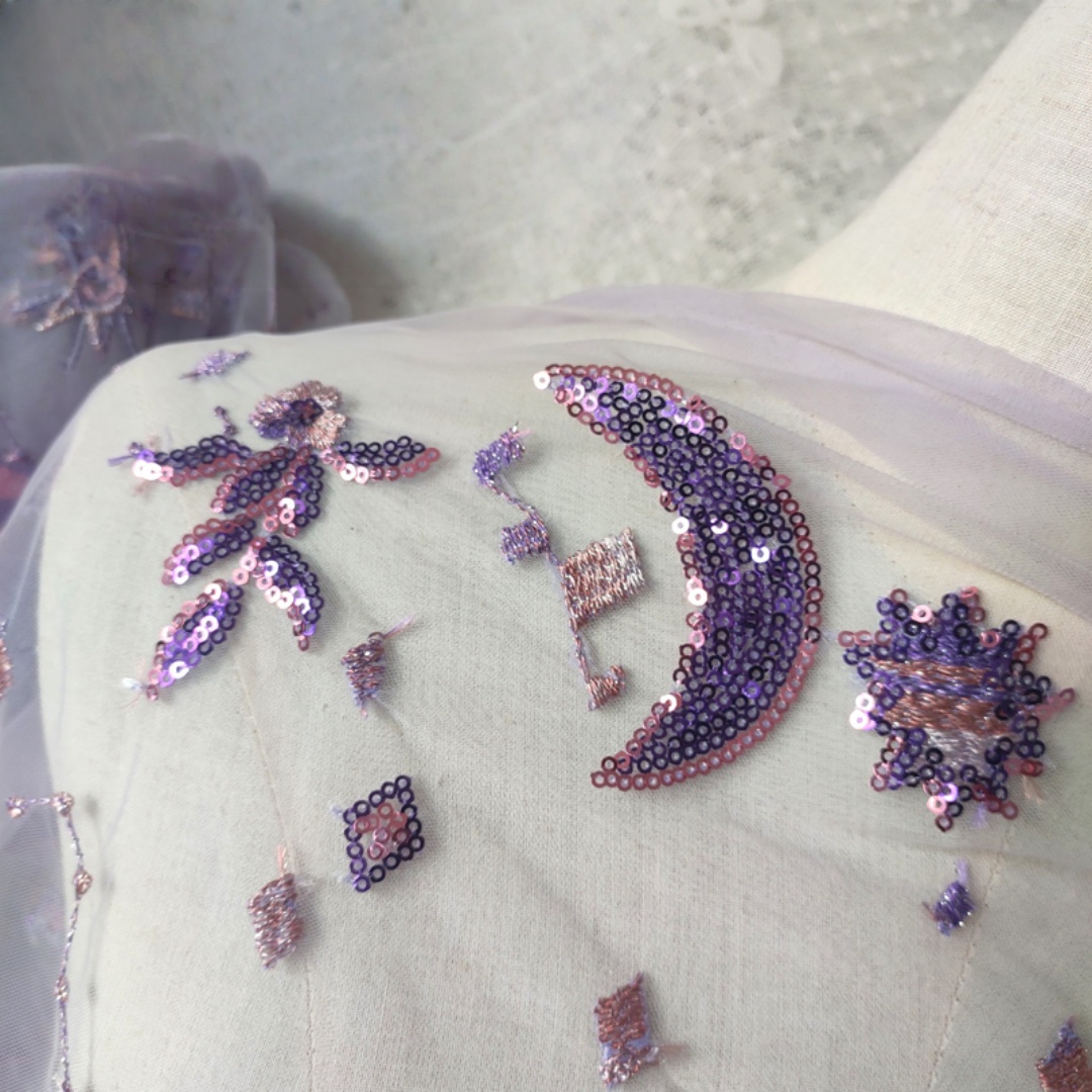 0.5 mètres violet largeur 55.1 - Embroidery Net Dress avis et prix