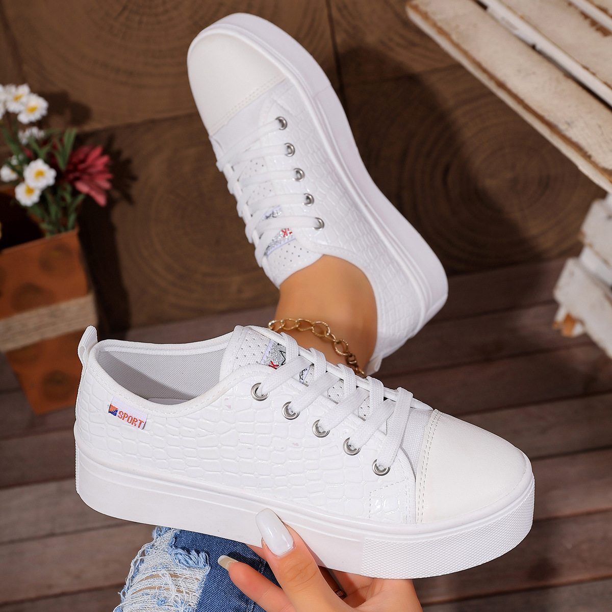Nouvelles chaussures simples p - Embroidery White avis et prix