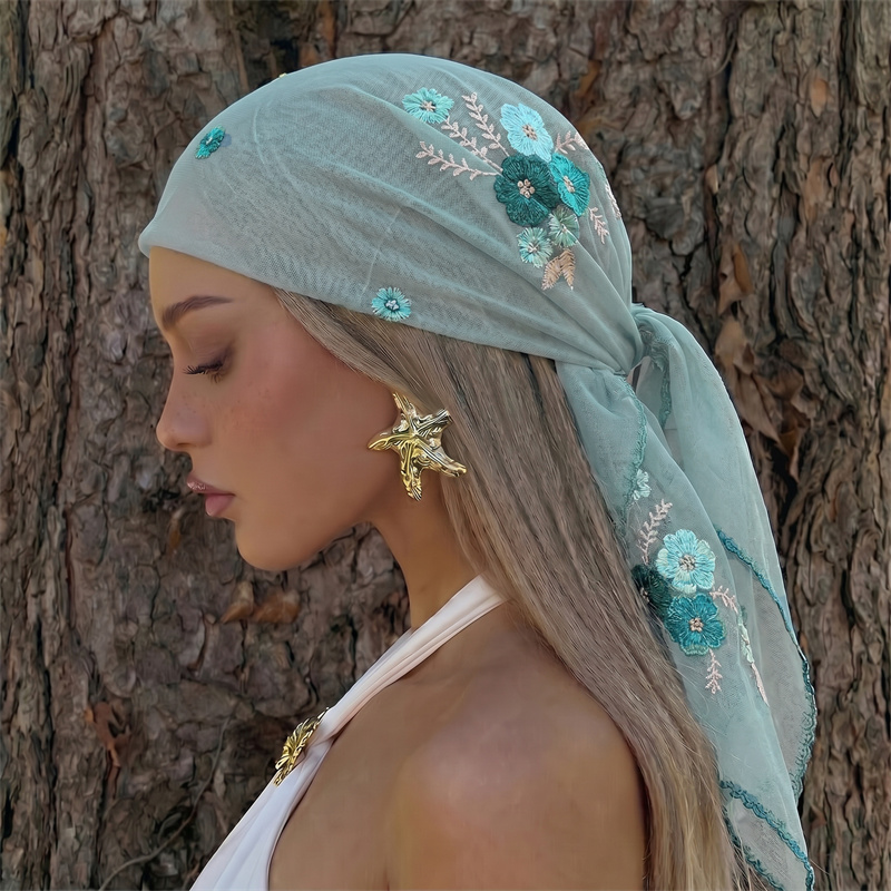 Châle de luxe en maille transp - Embroidery Hijab avis et prix