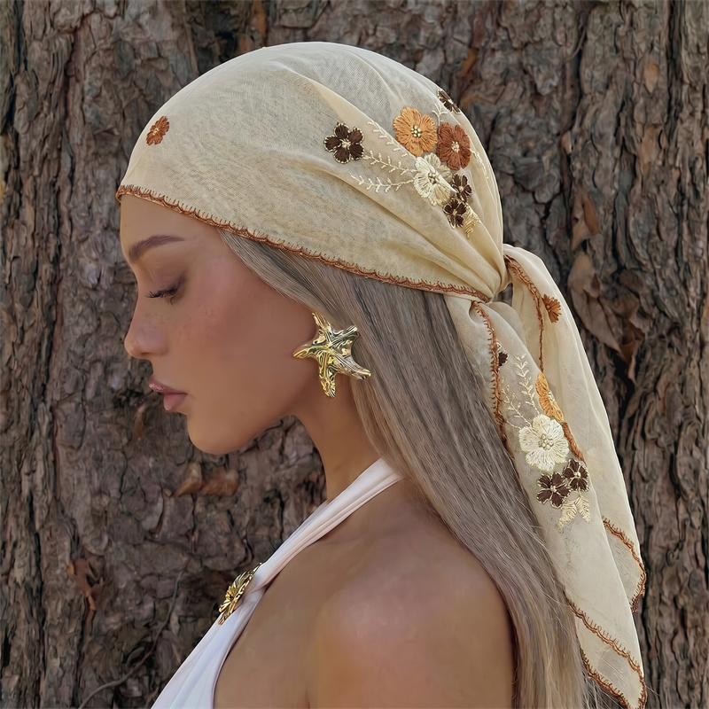 Châle de luxe en maille transp - Embroidery Hijab avis et prix