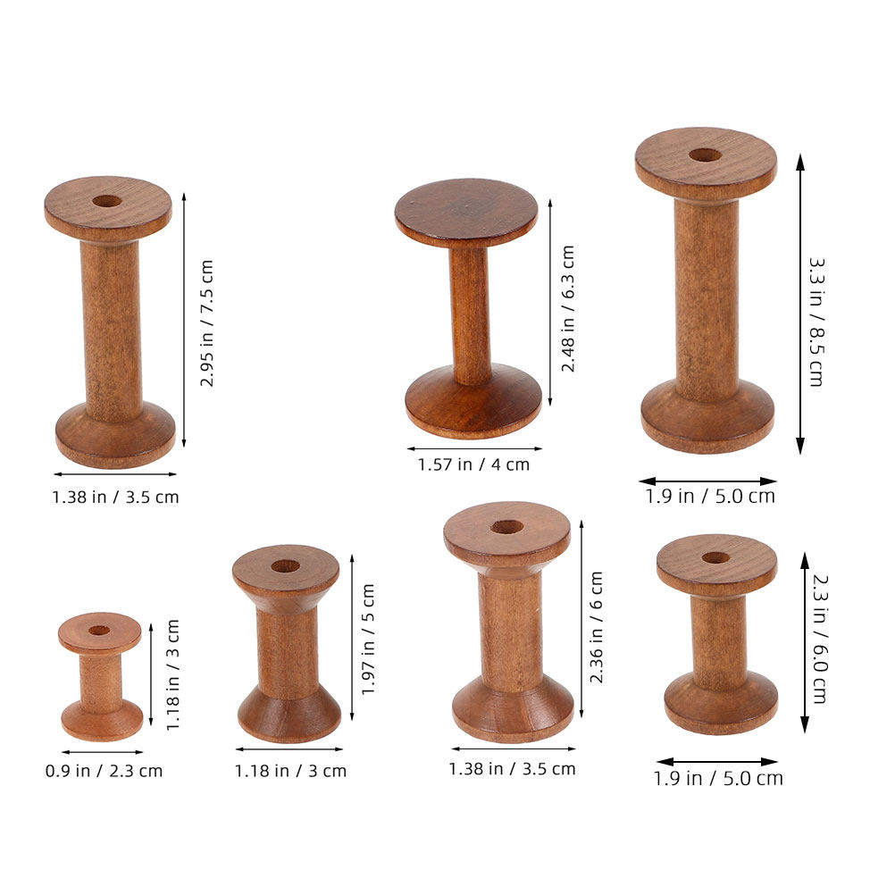 7 bobines en bois vintage vide - Embroidery Thread Yarn avis et prix
