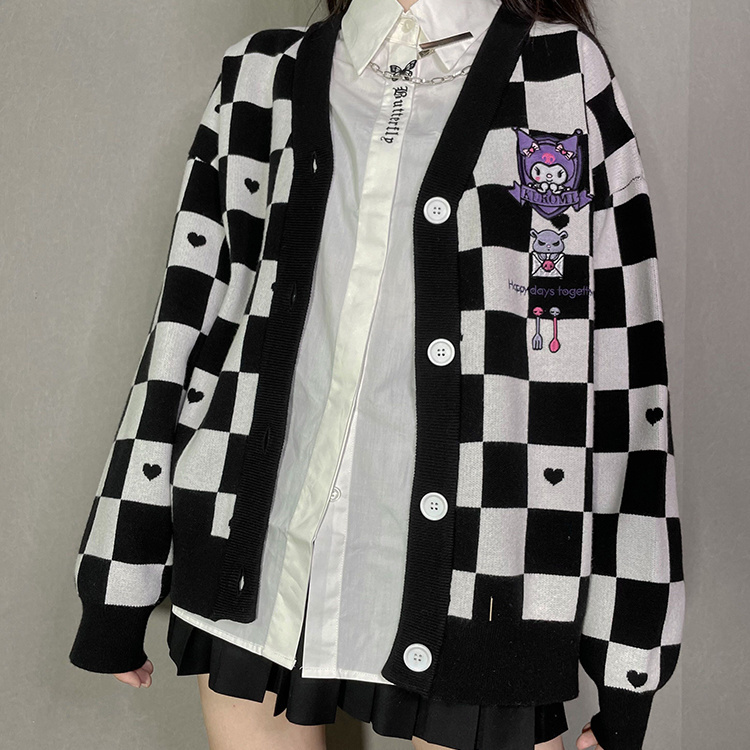 Cardigan brodé Kuromi pour fem - Embroidery Thread Yarn avis et prix
