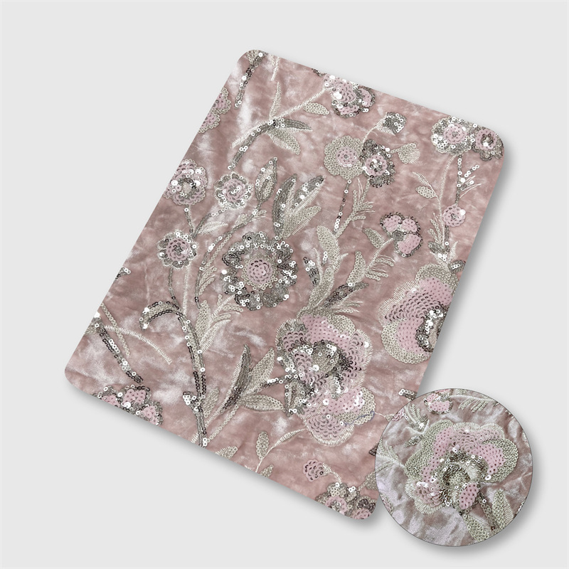Tissu en velours brodé de fleu - Embroidery Needle avis et prix