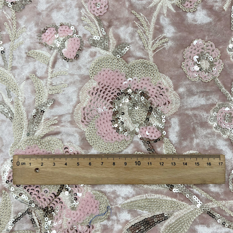 Tissu en velours brodé de fleu - Embroidery Needle avis et prix