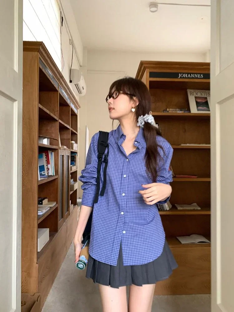 Chemises à carreaux bleues Vin - Embroidery Font avis et prix