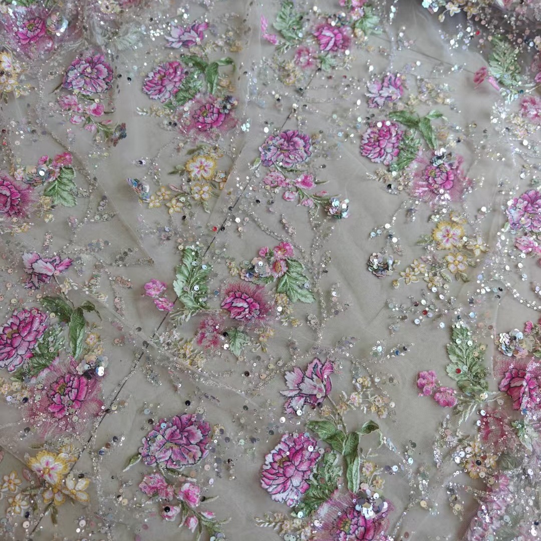 Tissu en dentelle perlée de lu - Embroidery Needle avis et prix