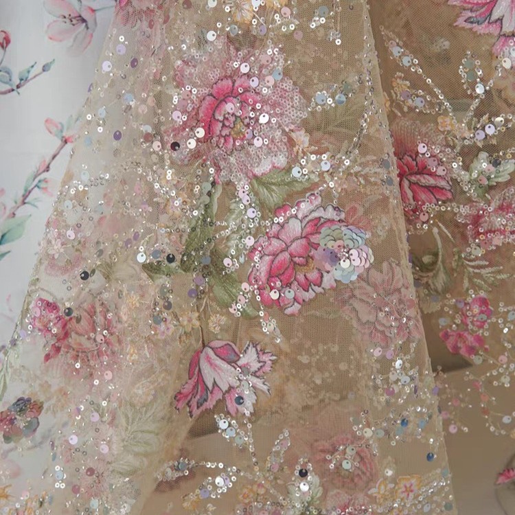 Tissu en dentelle perlée de lu - Embroidery Needle avis et prix