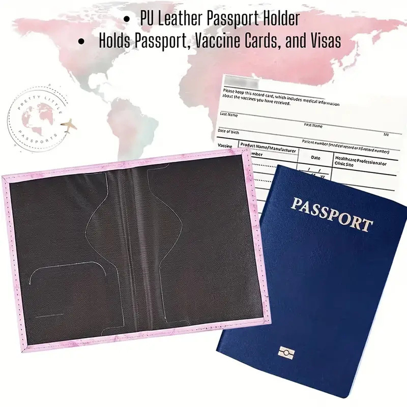 Porte-passeport en cuir PU ros - Embroidery Font avis et prix