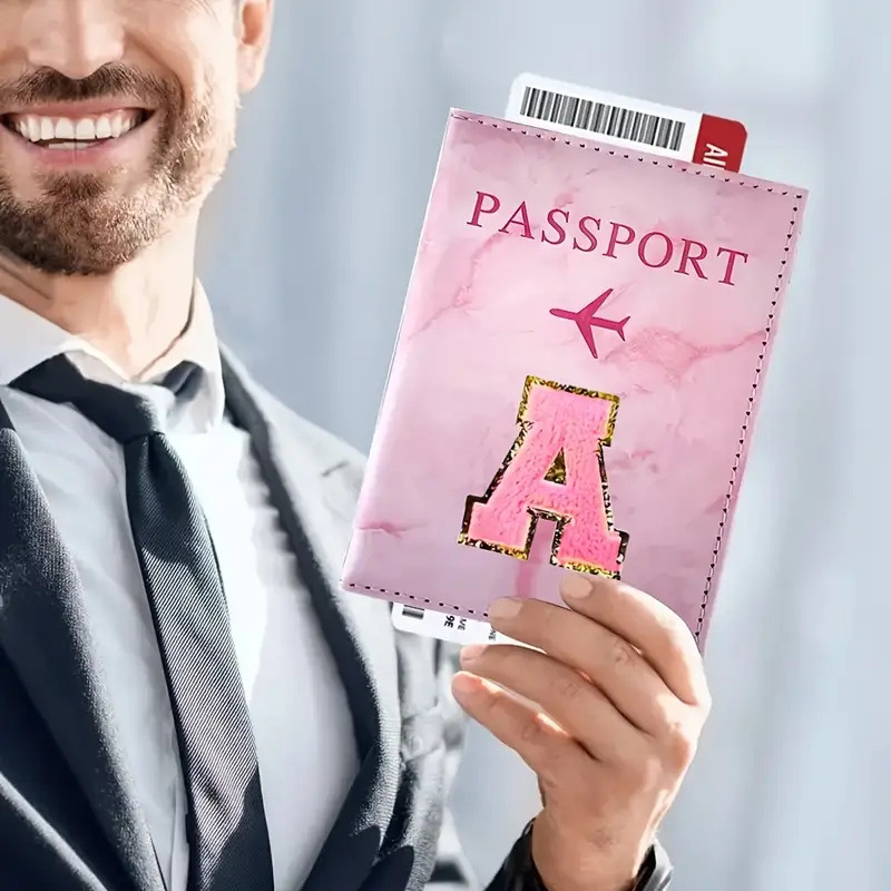 Porte-passeport en cuir PU ros - Embroidery Font avis et prix