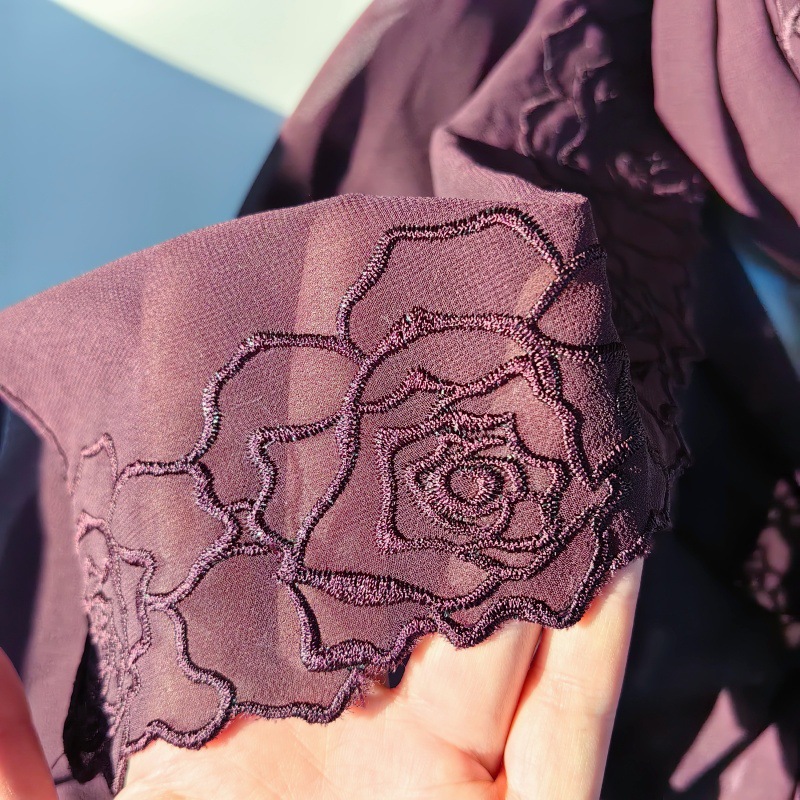 Châles Hijab en Chiffon Violet - Embroidery Hijab avis et prix