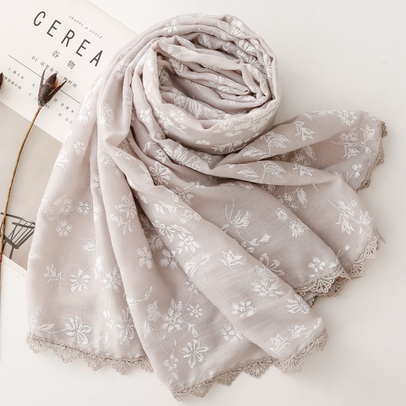 Écharpe brodée florale toutes  - Embroidery Hijab avis et prix